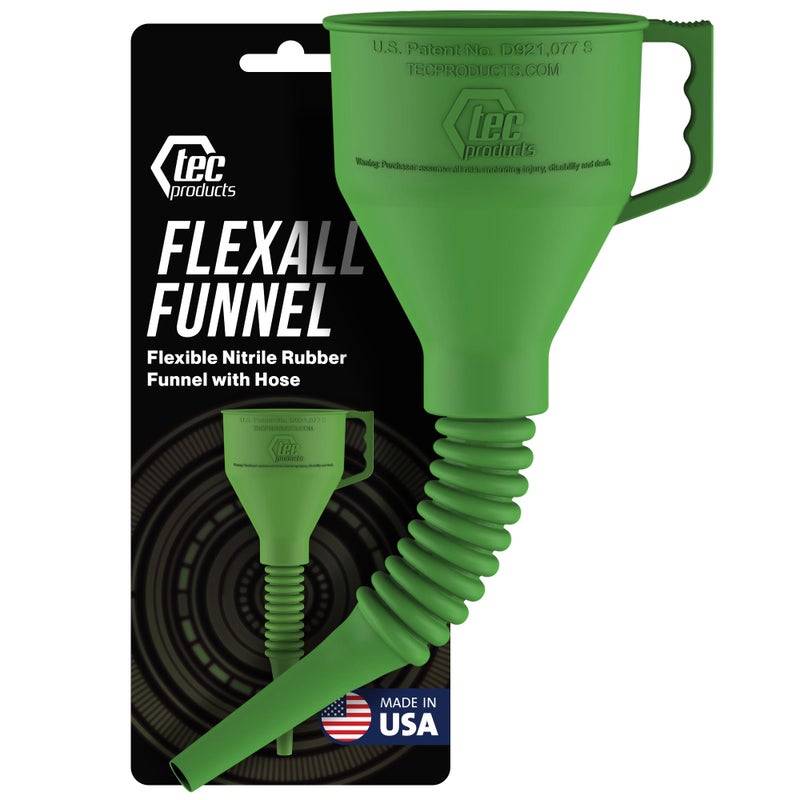 TEC Products FlexAll Funnel - Long Flexible Funnel with Hose for Automotive Use - Nitrile Rubber Funnel with Handle for Oil Change and Transmission Fluid - Gas  Diesel  Oil Funnel for Cars - Image 1